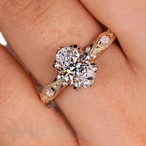 Vintage 3 Carat Lab Diamond Oval Cut Engagement Ring